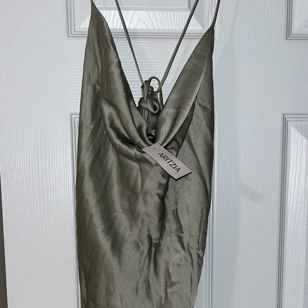 Aritzia Luxe Satin Green Dress